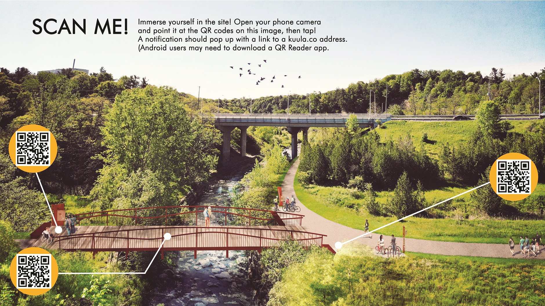 architectural rendering of Highland Creek crossing after completion of The Meadoway
