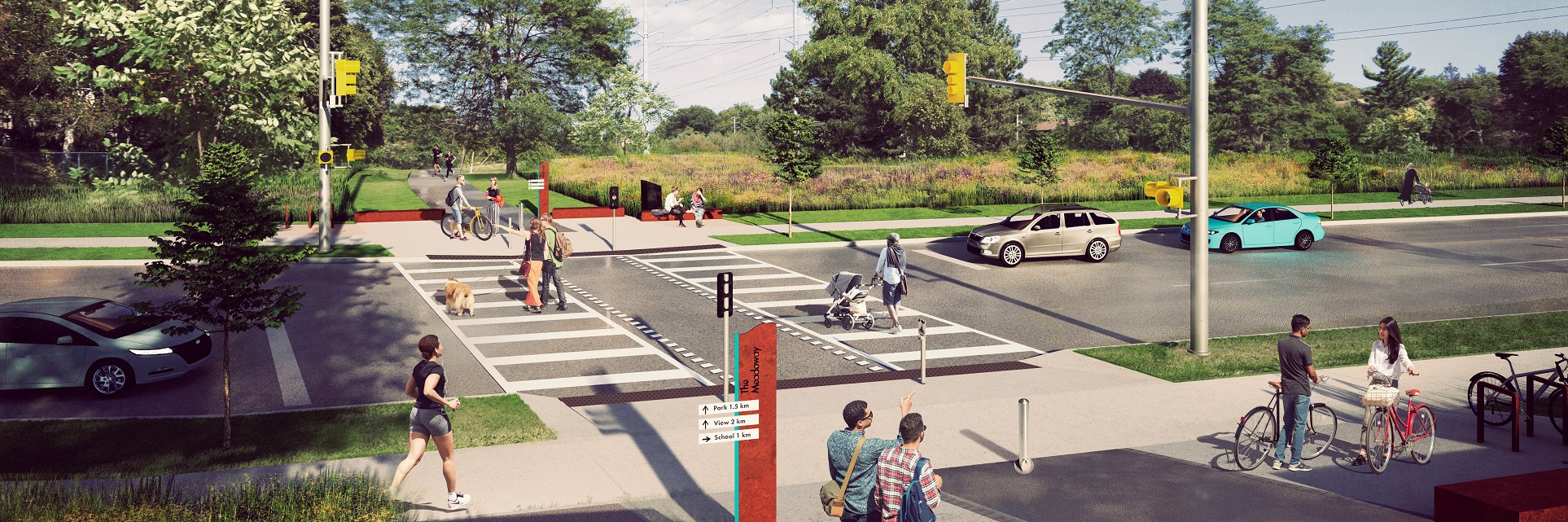 architectural rendering of a typical Meadoway road crossing