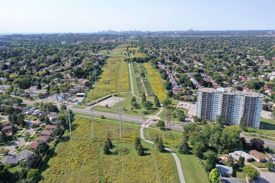 aerial view of section 4 of The Meadoway after restoration